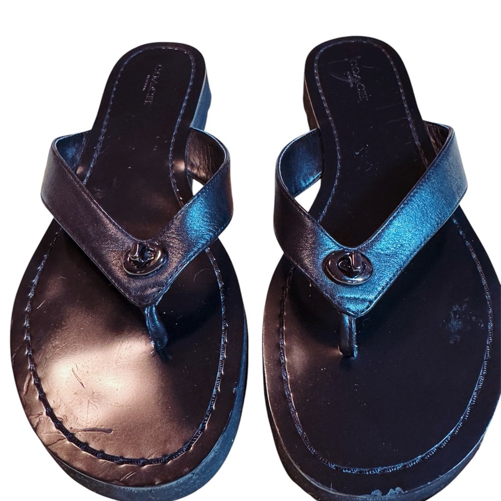 Coach Black Leather Women's Sandals